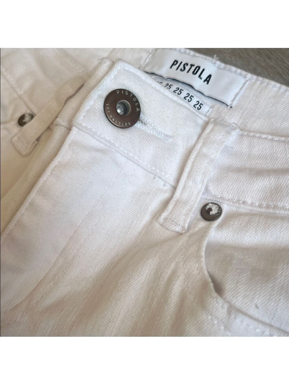Pistola Marina flare flounce hem cropped Capri White Denim Jeans size 25 - Picture 6 of 8